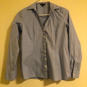 Ann Taylor Factory Blue Pinstripe Button-Down